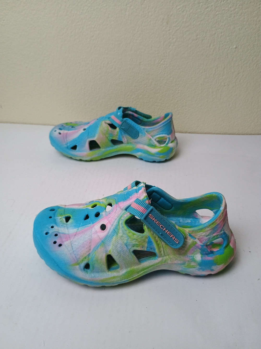 Skechers Cali Toddler Girl 12 Foamies Blue Multi-Color Water-Friendly Clogs